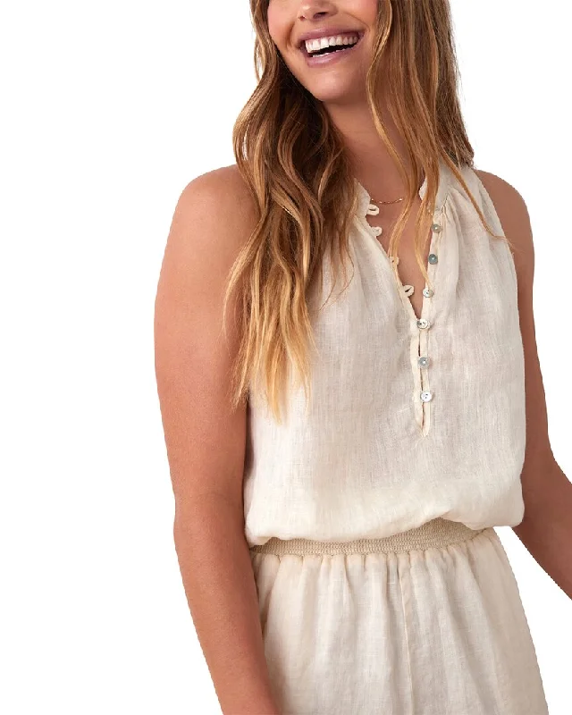 Bella Dahl Sleeveless Elastic Waist Linen Pullover