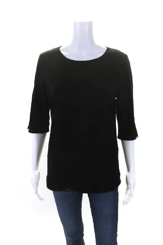 In Transit 2 Womens Round Neck Darted Back Zipped Short Sleeve Top Black