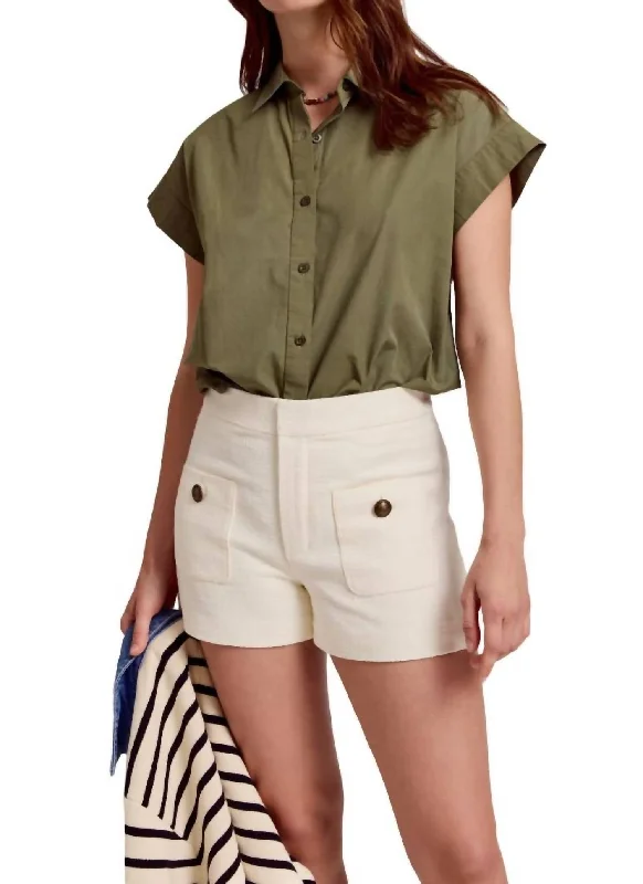 Short Sleeve Boyfriend Shirt In Olive