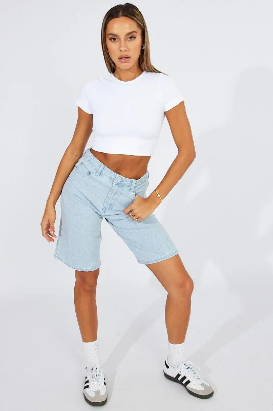 White T Shirt Short Sleeve Crew Neck Seamless