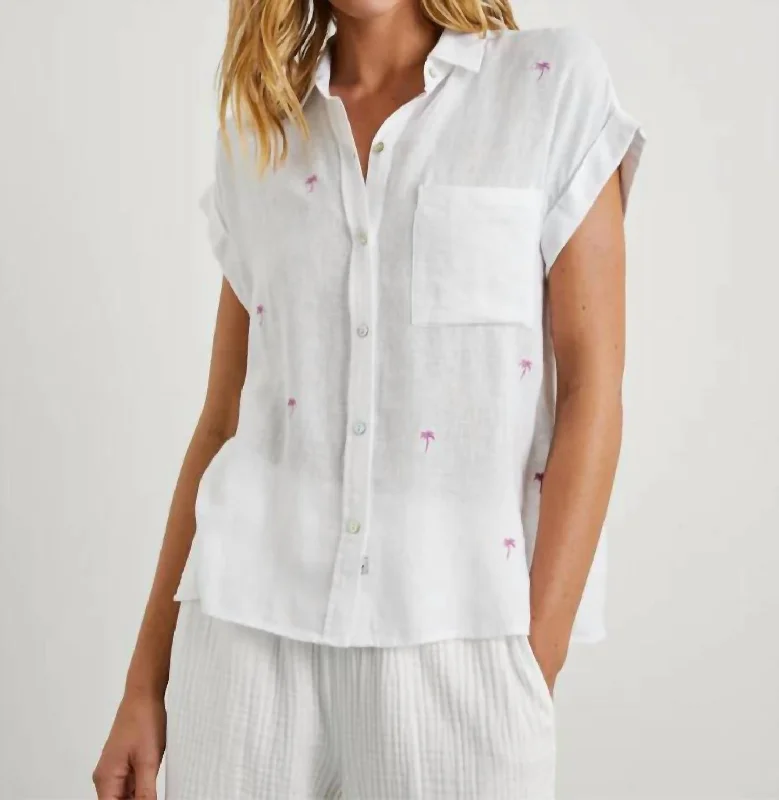 Whitney Short Sleeve Top In Palm