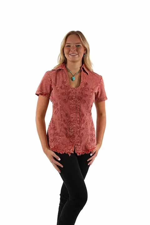 Women's Cantina Collection Top: Short Sleeve Soutache Trim