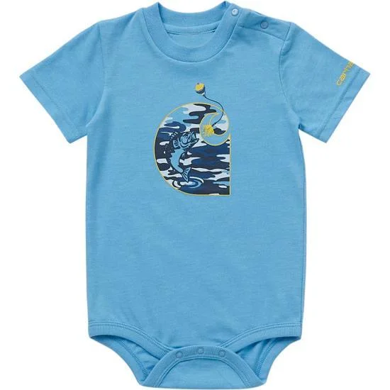 Youth Short Sleeve Fishing Bodysuit - Azure Blue