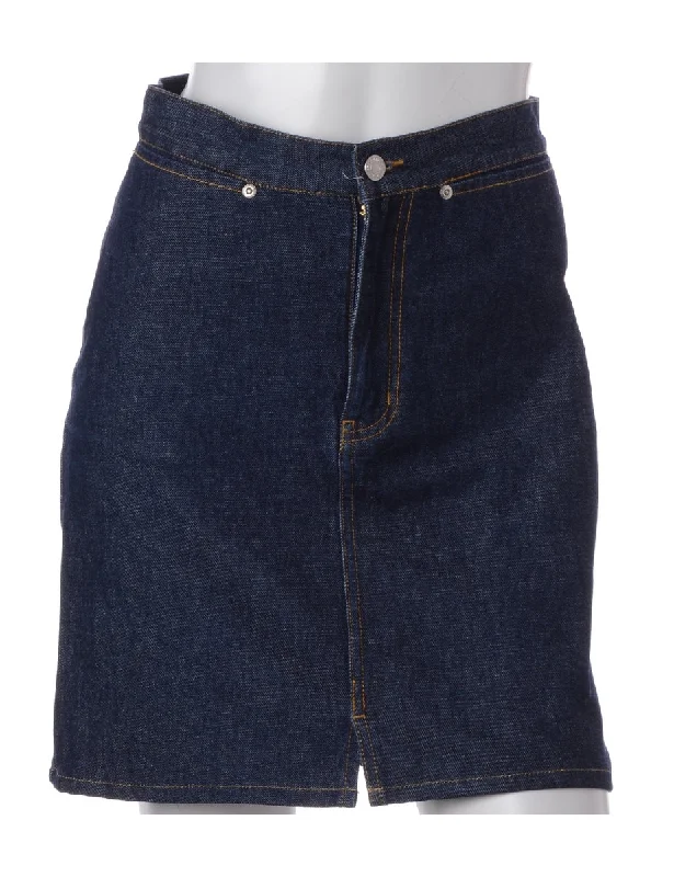 Label Short Denim Skirt