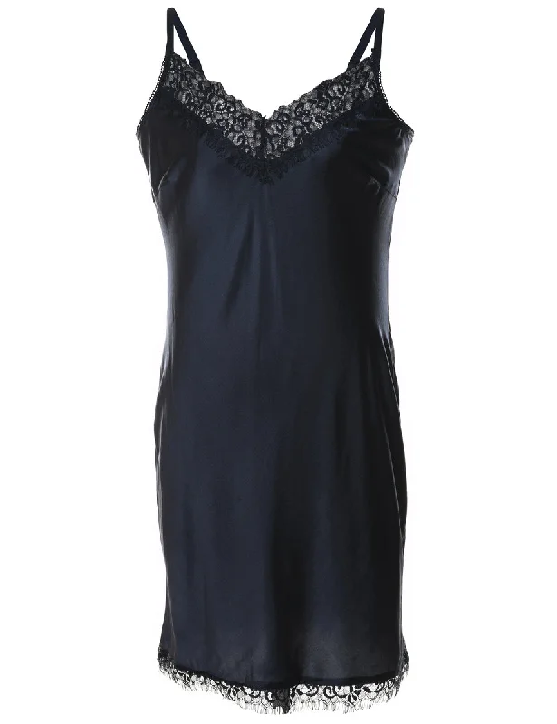 Navy Silky Lace Trim Camisole - MTightstitchTightstitch